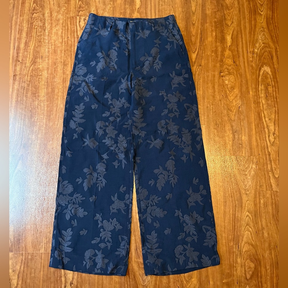 Polo Ralph Lauren Women’s Floral Silk Blend High Rise Wide Leg Pants Blue 2